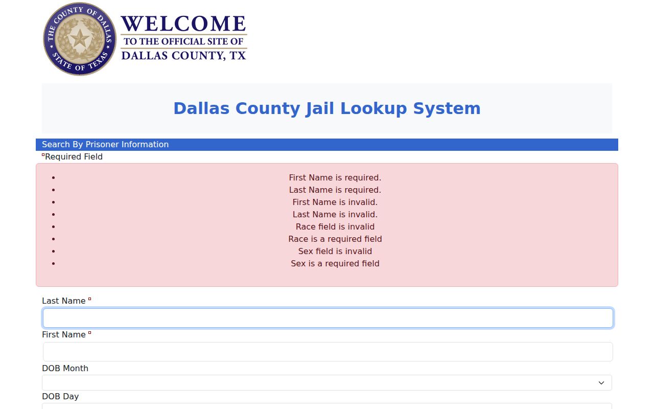 Dallas County inmate roster search