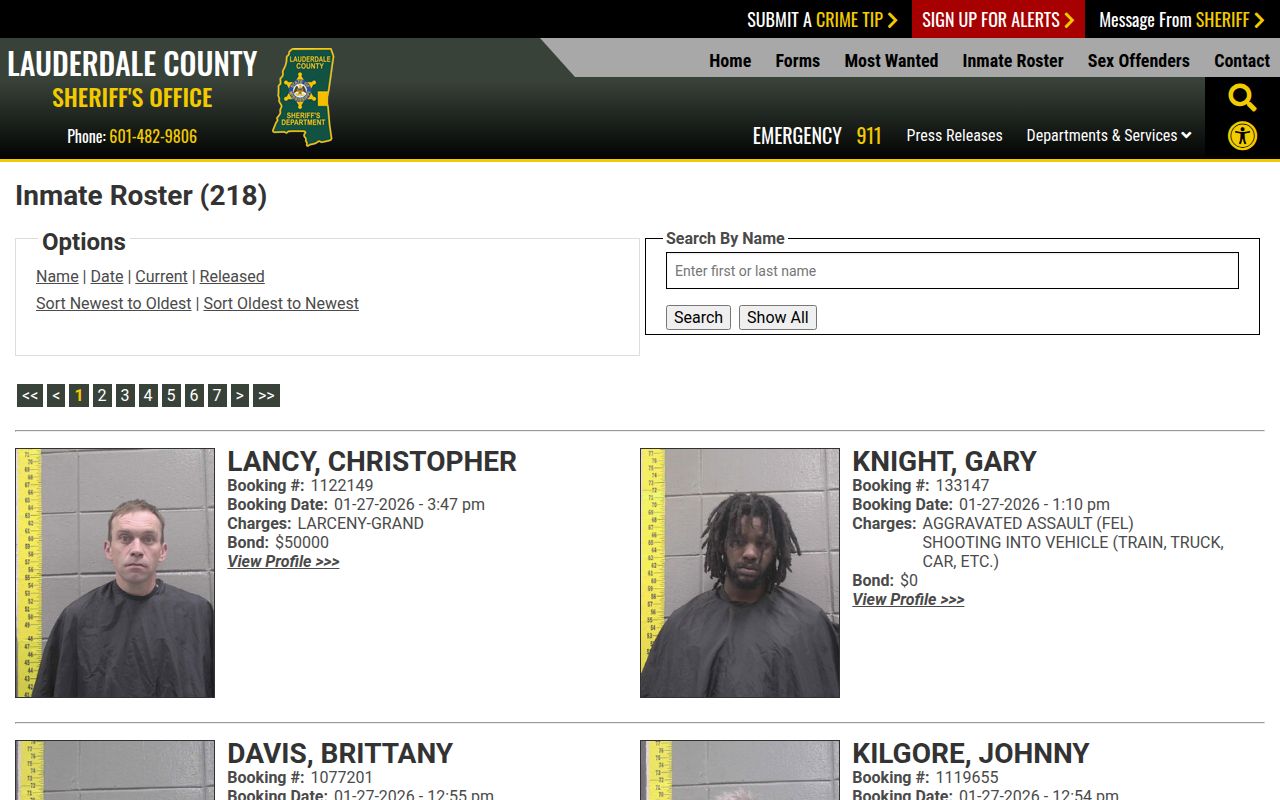 Lauderdale County inmate roster search